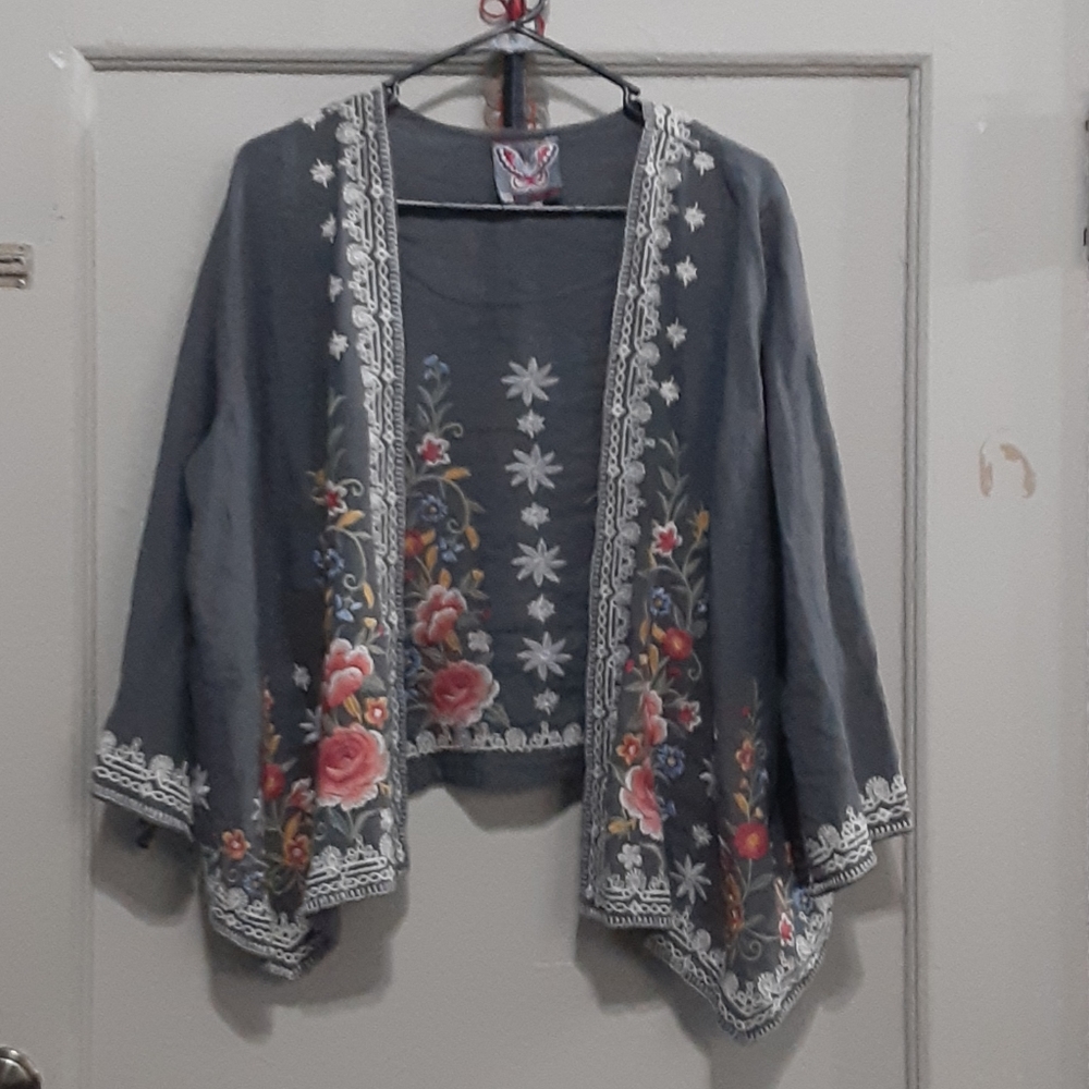 Johnny Was Embroidered Jacket Size L